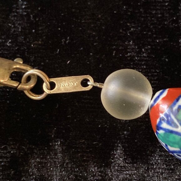 Sterling 925 Ceramic Glass Cloisonne Beaded Bracelet Chinese‎ Jordan 8" - Picture 7 of 9